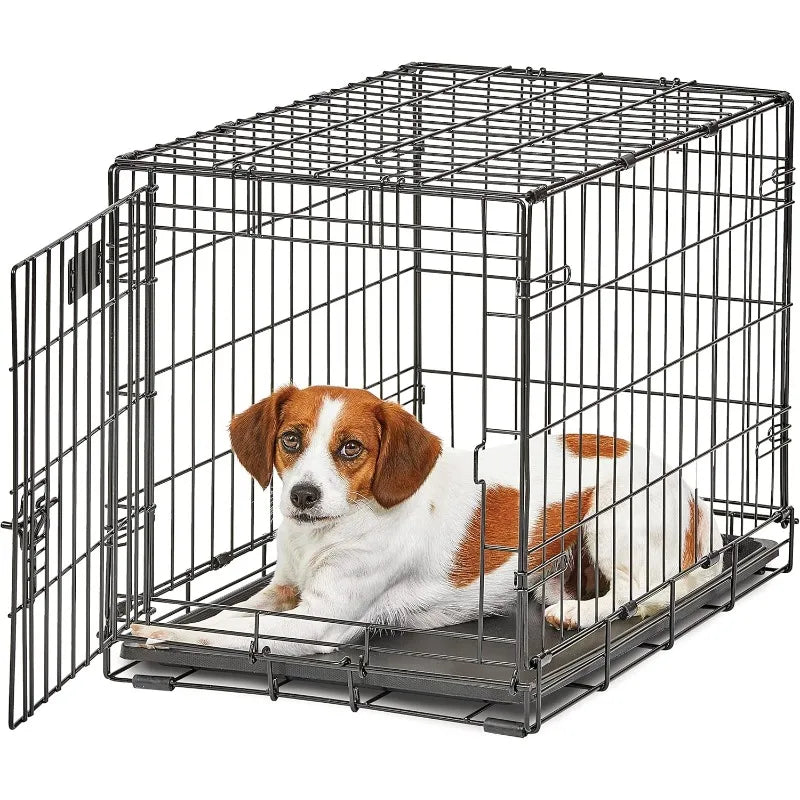 Secure Foldable Metal Dog Crate with Divider and Leak-Proof Pan