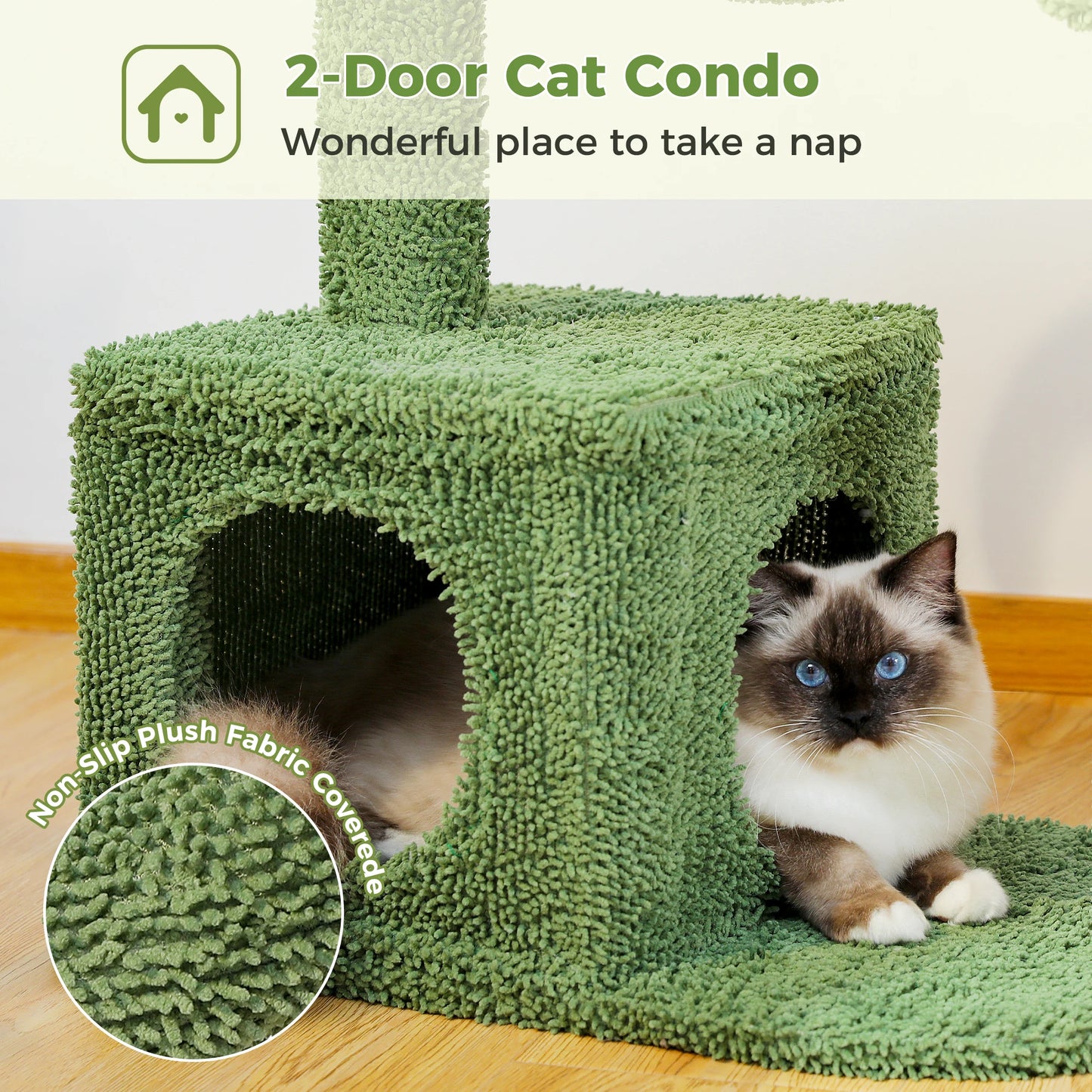 Cactus Cat Tree with Condo Hammock and Scratching Post
