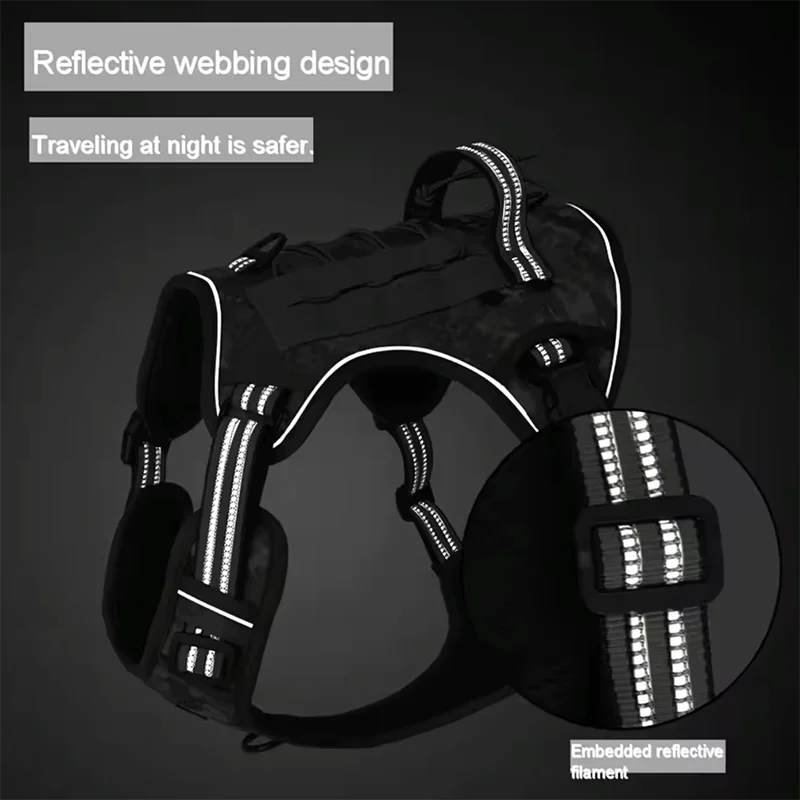 Reflective Tactical Dog Harness for Safe Training and Walking