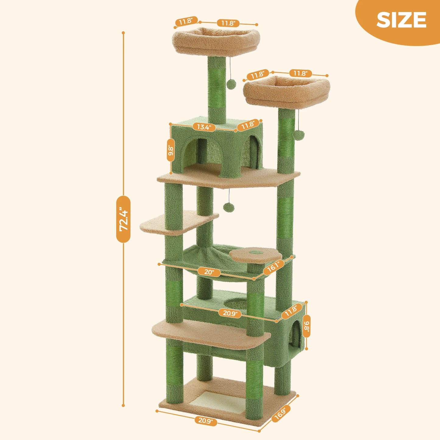 Luxury Multi-Level Cat Tree with Condo and Scratching Post
