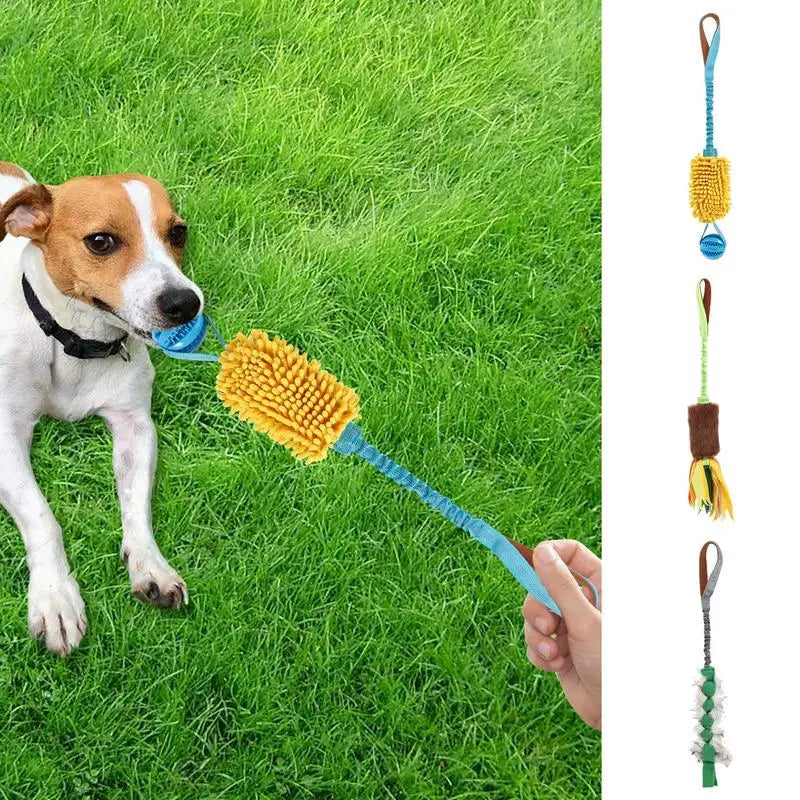 Interactive Dog Tug Toy with Squeaky Chew and Elastic Drawstring