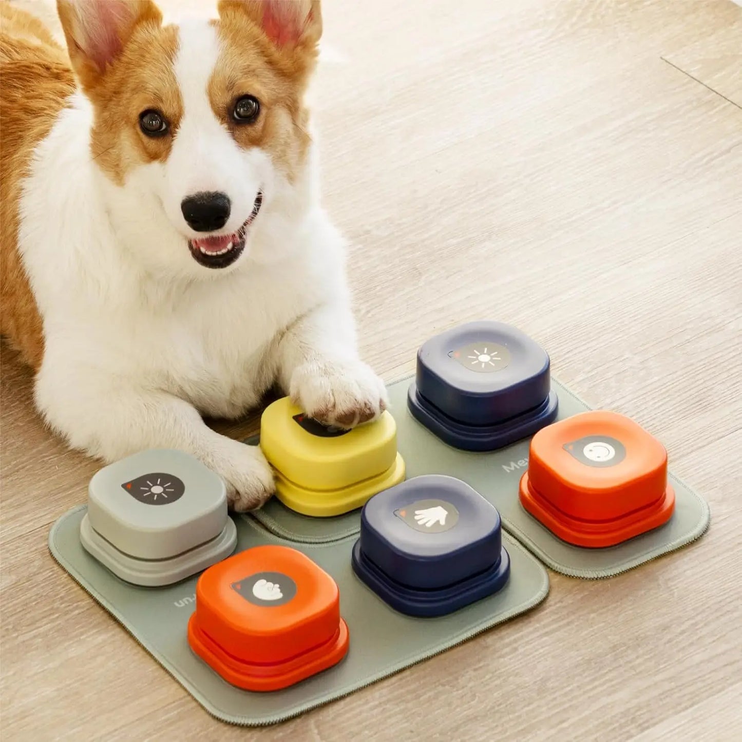 Mewoofun Dog Buttons with Rubber Mat Recordable Talking Buttons Set for Dog Training and Communication