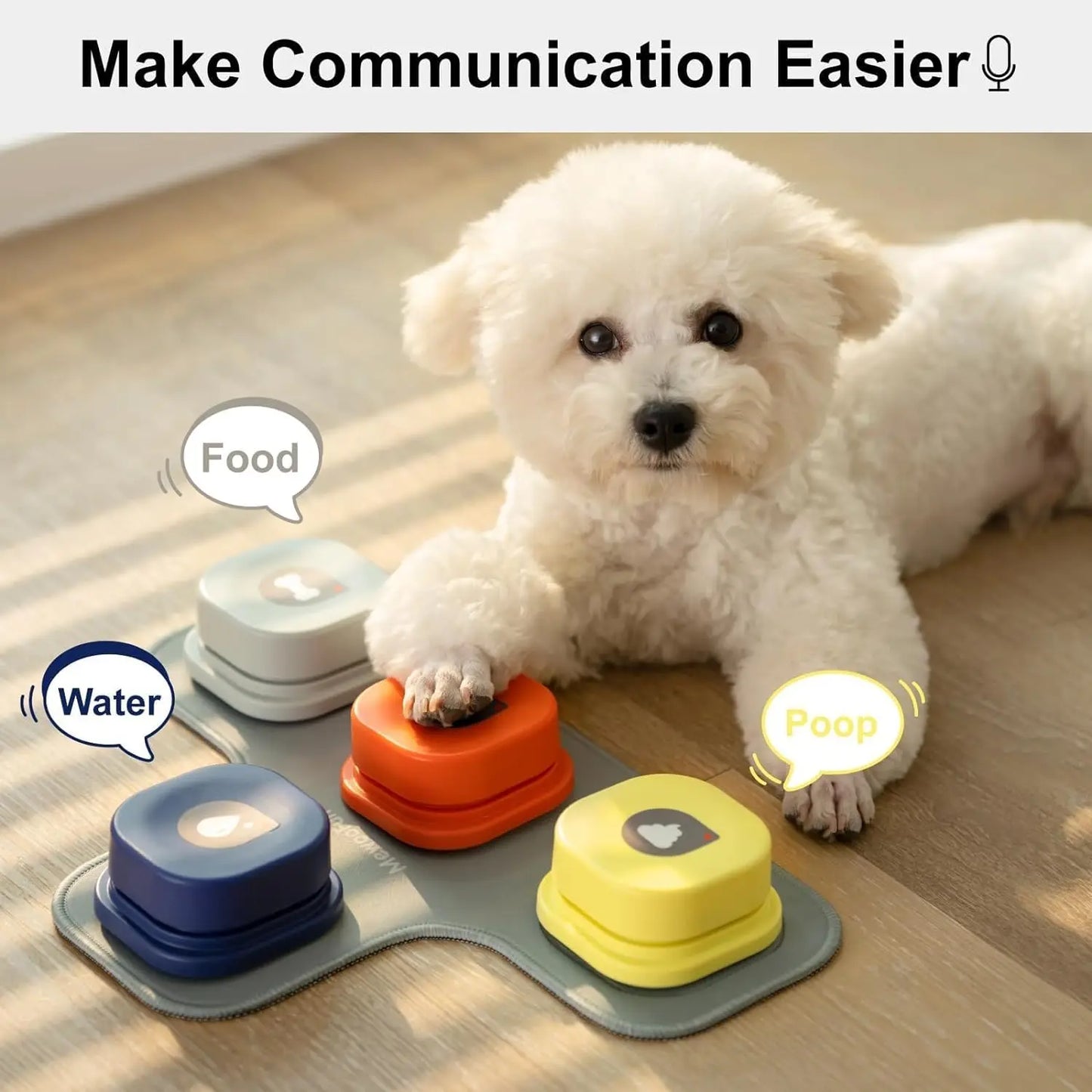 Mewoofun Dog Buttons with Rubber Mat Recordable Talking Buttons Set for Dog Training and Communication
