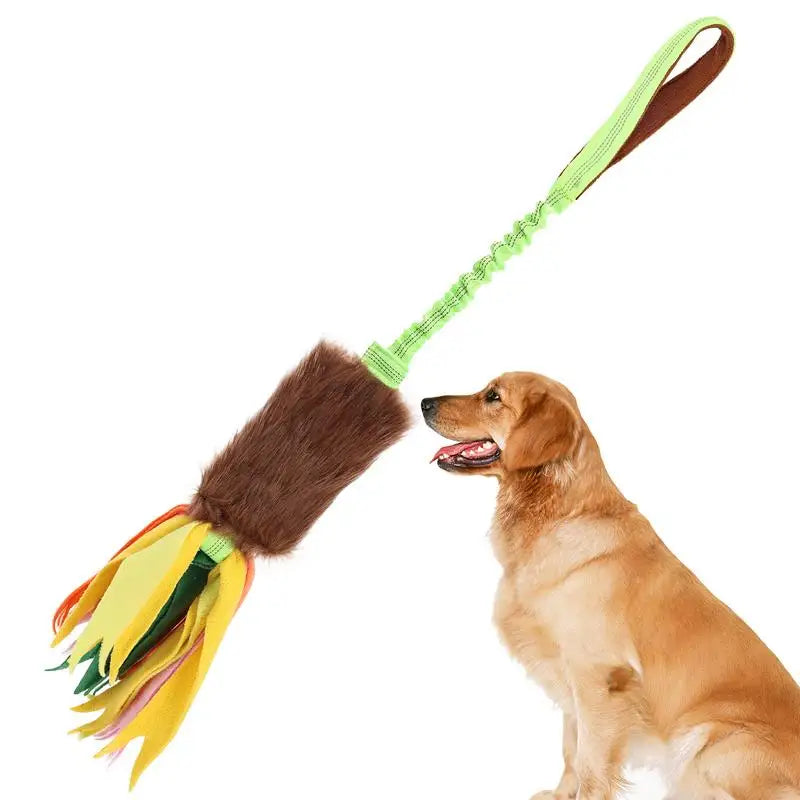 Interactive Dog Tug Toy with Squeaky Chew and Elastic Drawstring