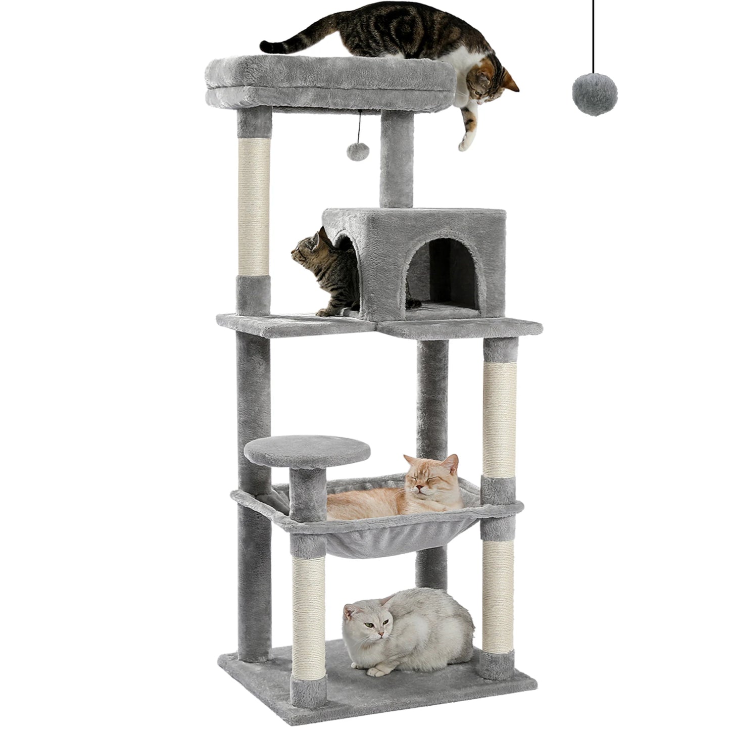 Deluxe Cat Tree Tower with Cozy Hammock and Scratching Posts