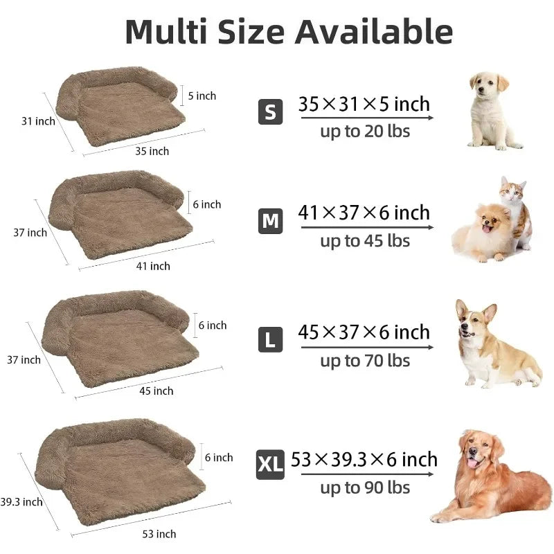 Calming Dog Bed Fluffy Plush Dog Mat for Furniture Protector with Removable Washable Cover for Large Medium Small Dogs and Cats