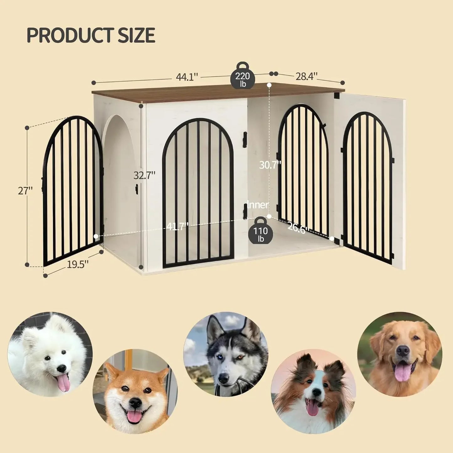 Wooden Dog Crate Furniture with TV Stand and Side Table