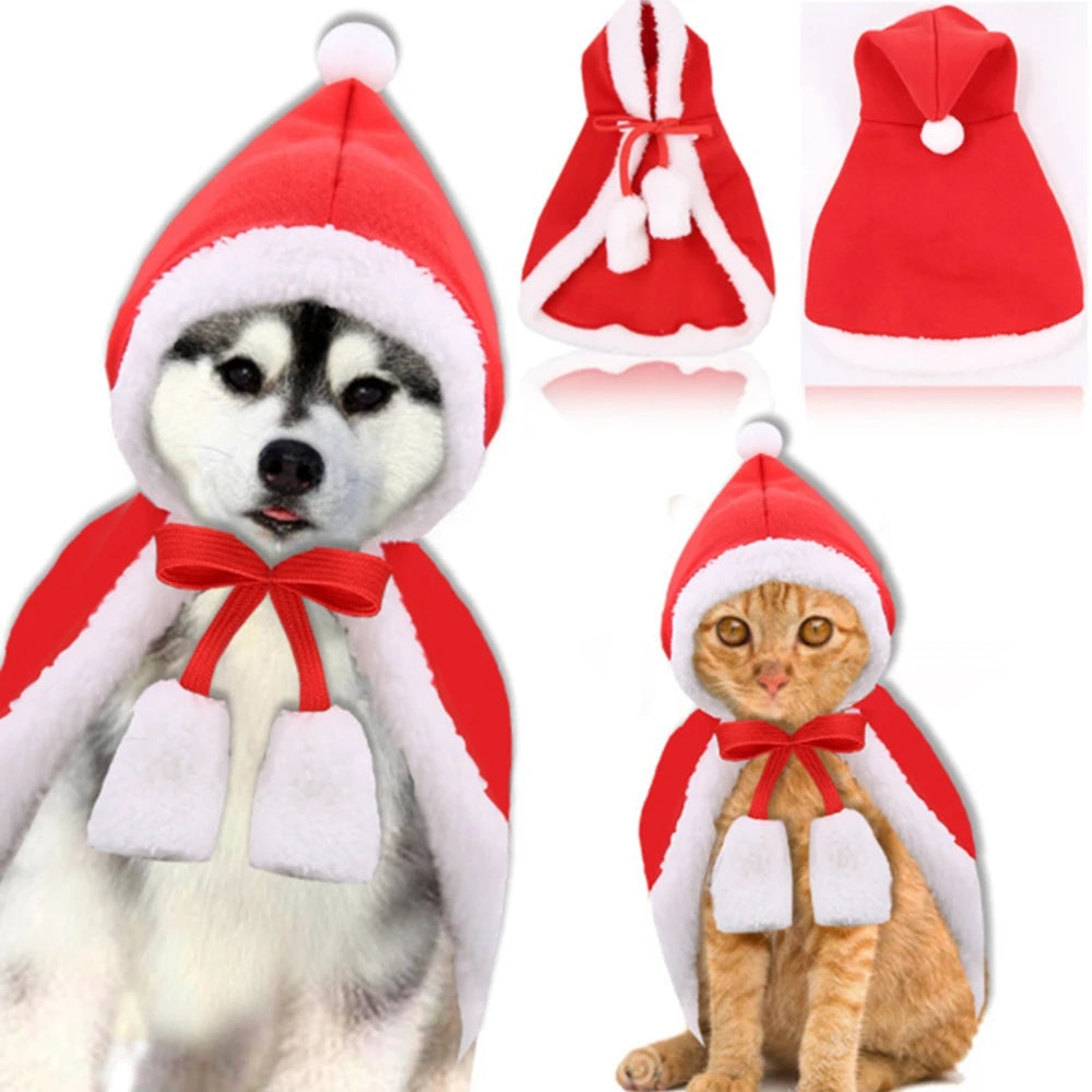 Cute Christmas Pet Cloak Santa Costume for Dogs and Cats