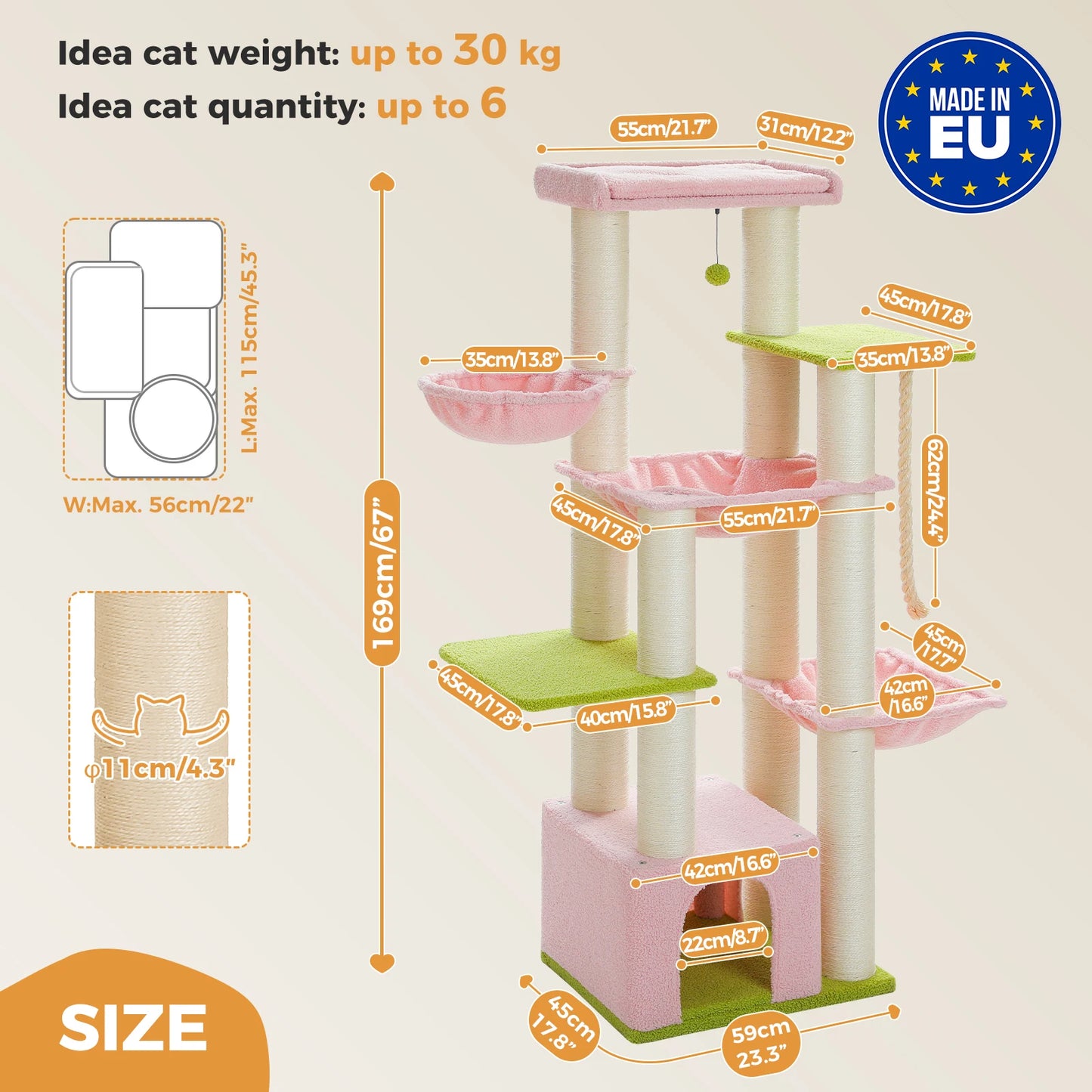 Multi-Level Cat Tree with Cozy Condos and Scratching Posts