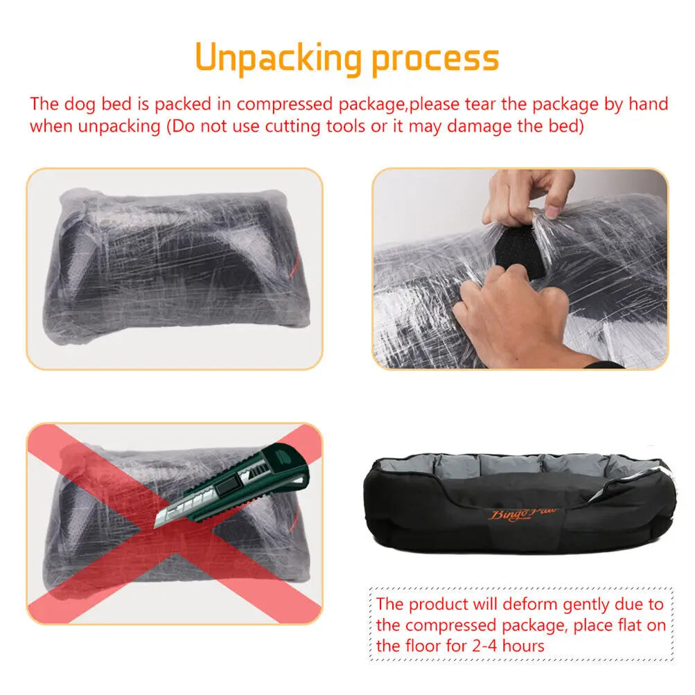 Comfortable Waterproof Dog Bed with Removable Cushion and Oxford Cover