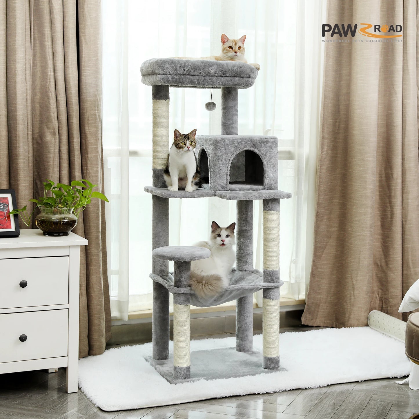 Luxury Cat Tree Tower with Hammock and Scratching Posts