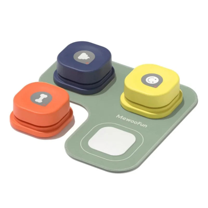 Mewoofun Dog Buttons with Rubber Mat Recordable Talking Buttons Set for Dog Training and Communication