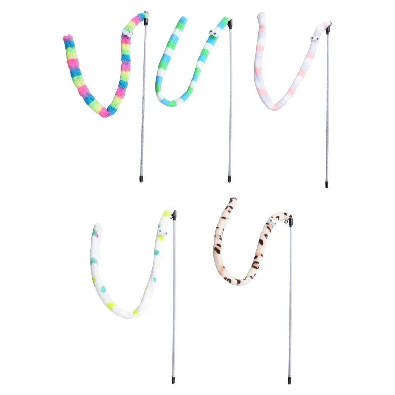 Interactive Feather Cat Teaser Wand with Fun Caterpillar Design