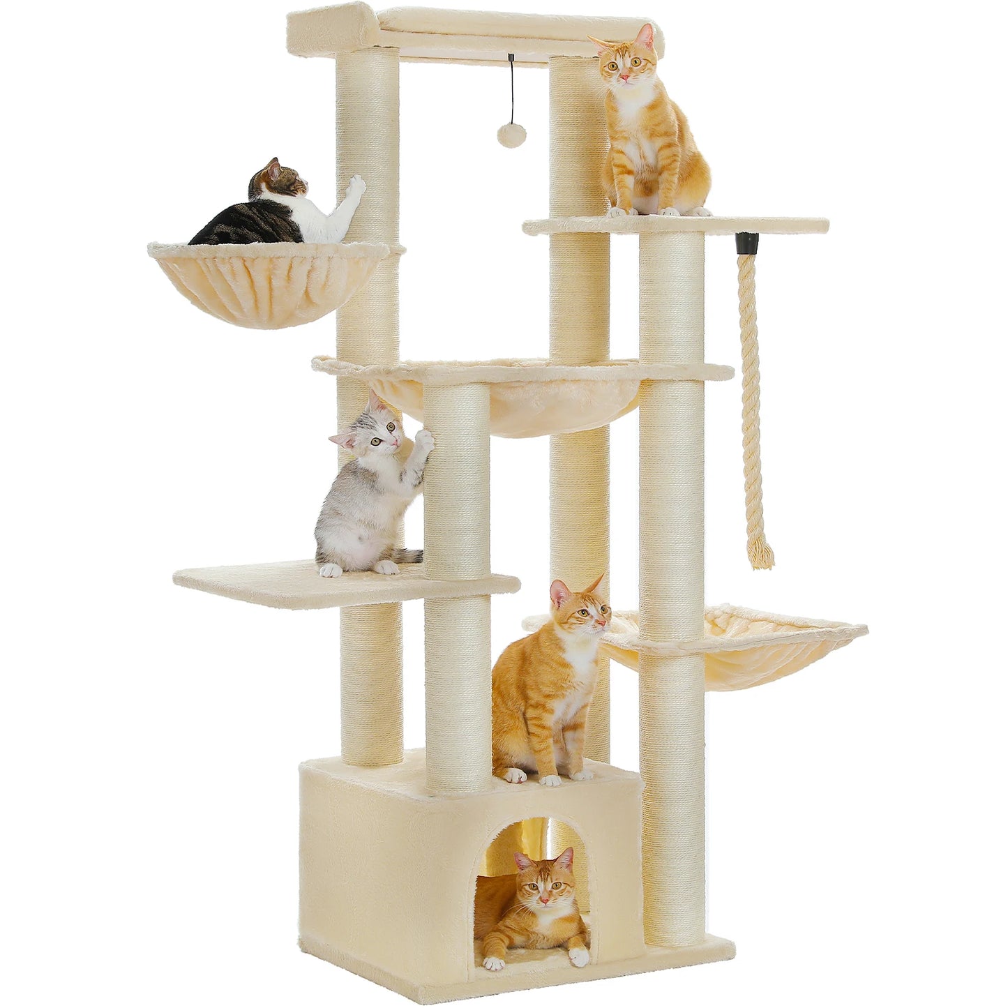 Multi-Level Cat Tree with Cozy Condos and Scratching Posts