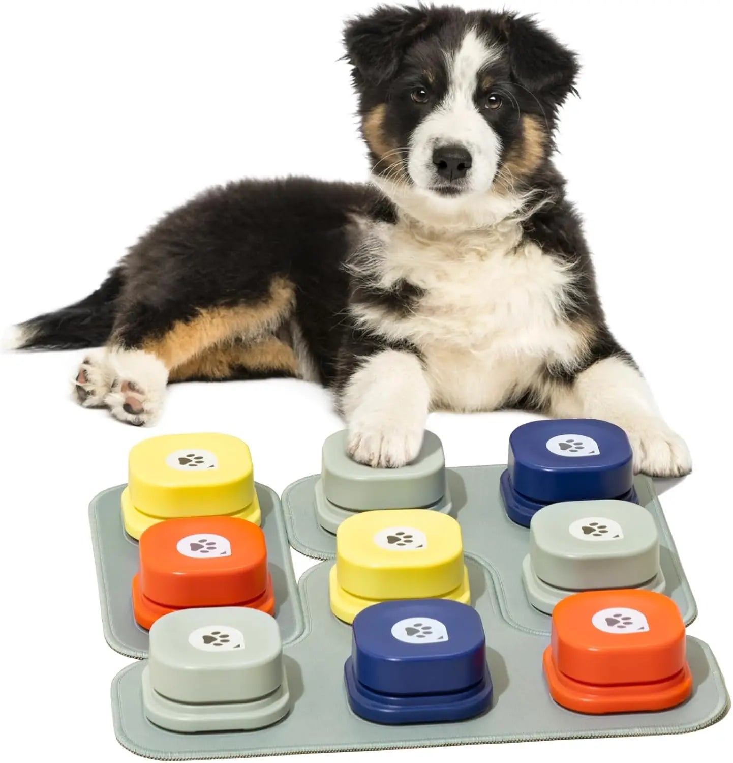 Mewoofun Dog Buttons with Rubber Mat Recordable Talking Buttons Set for Dog Training and Communication