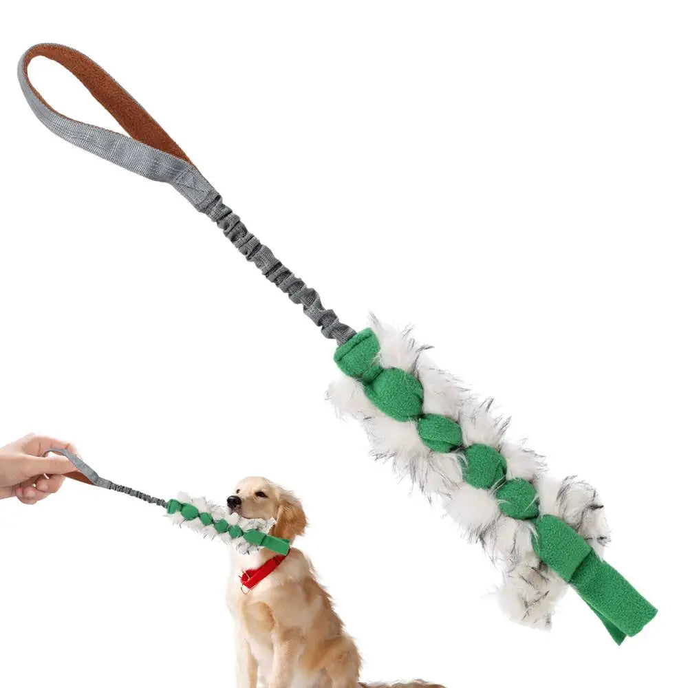 Interactive Dog Tug Toy with Squeaky Chew and Elastic Drawstring