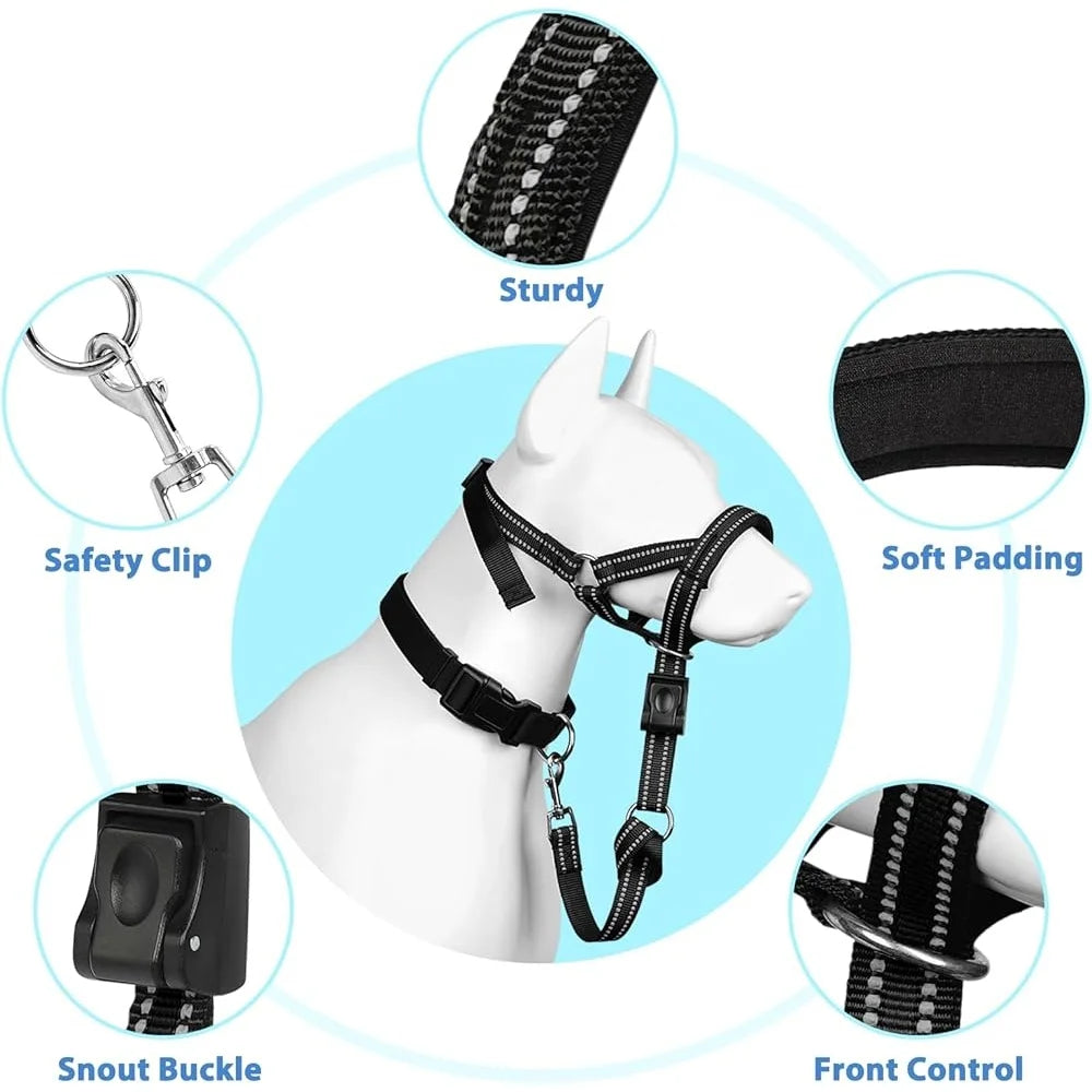 Soft Dog Head Collar No Pull Adjustable Training Harness