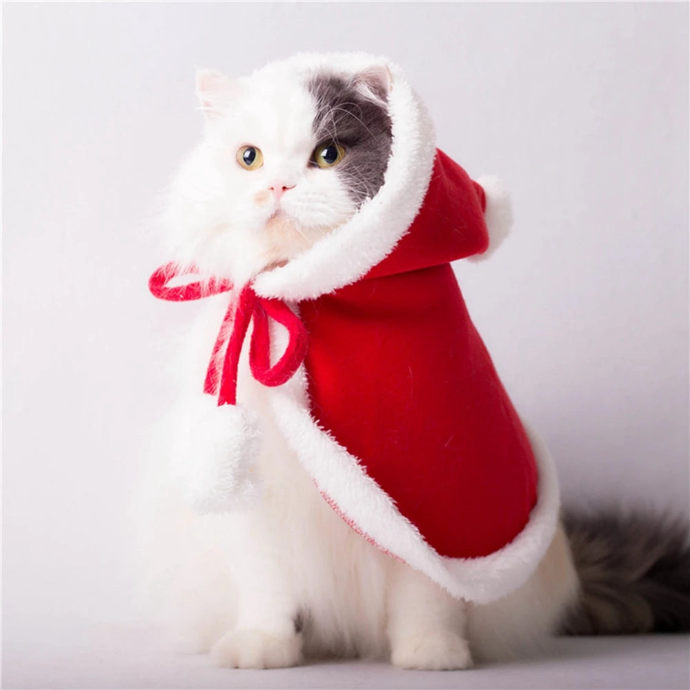 Cute Christmas Pet Cloak Santa Costume for Dogs and Cats