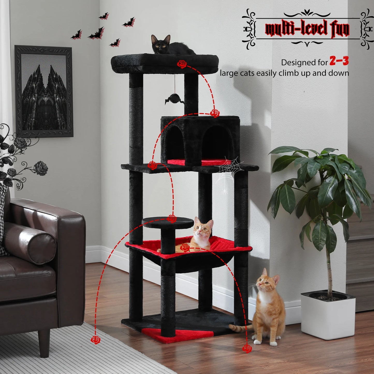 Luxury Cat Tree Tower with Hammock and Scratching Posts
