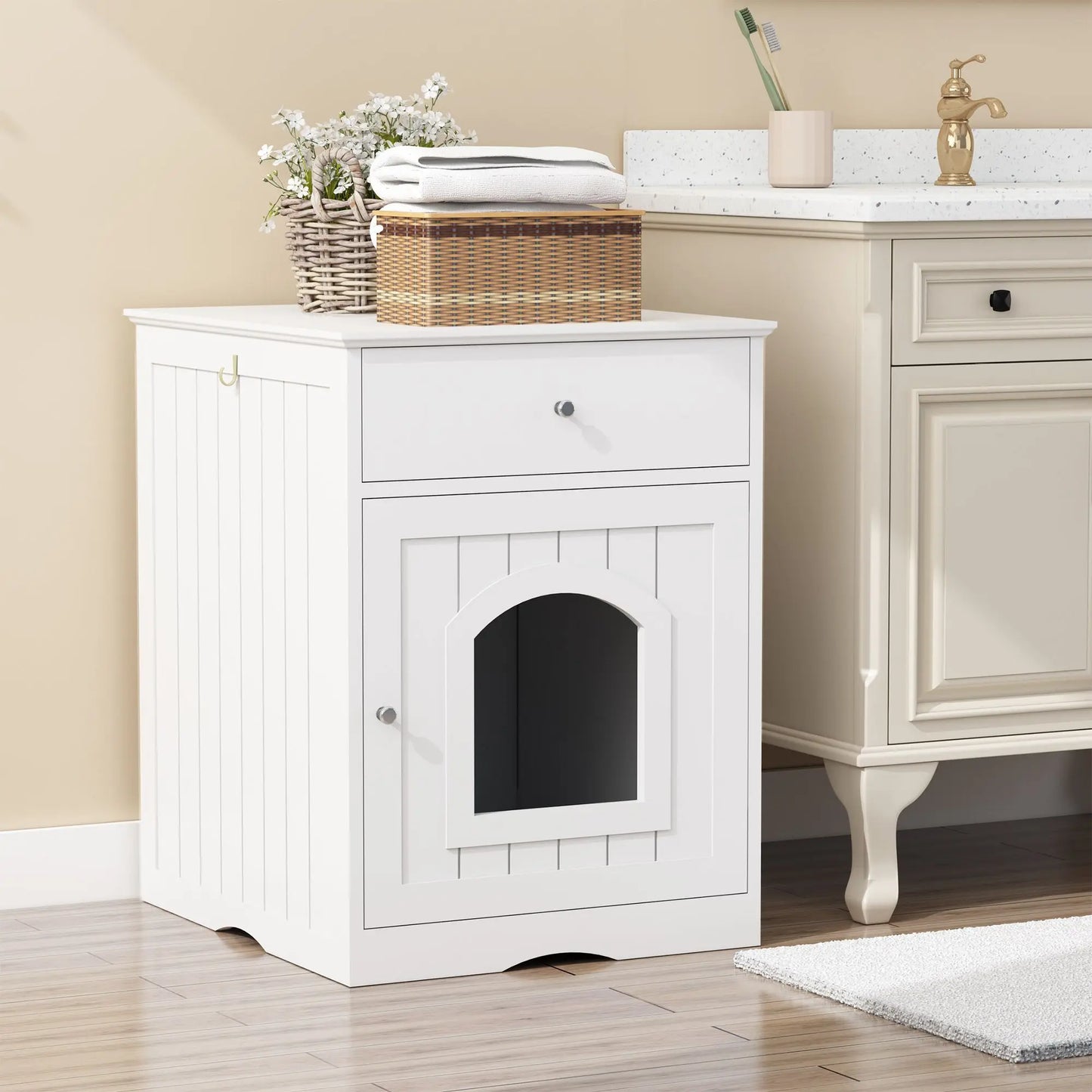 Wooden Cat Litter Box Enclosure and Indoor Pet House