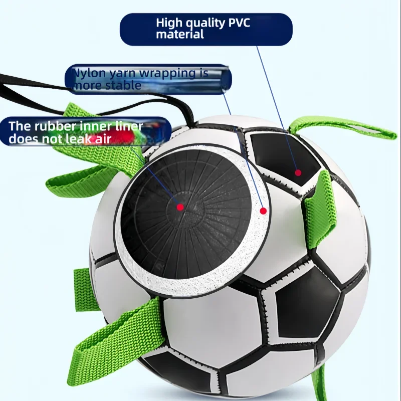 Durable Football Design Dog Toy with Straps for Training Play