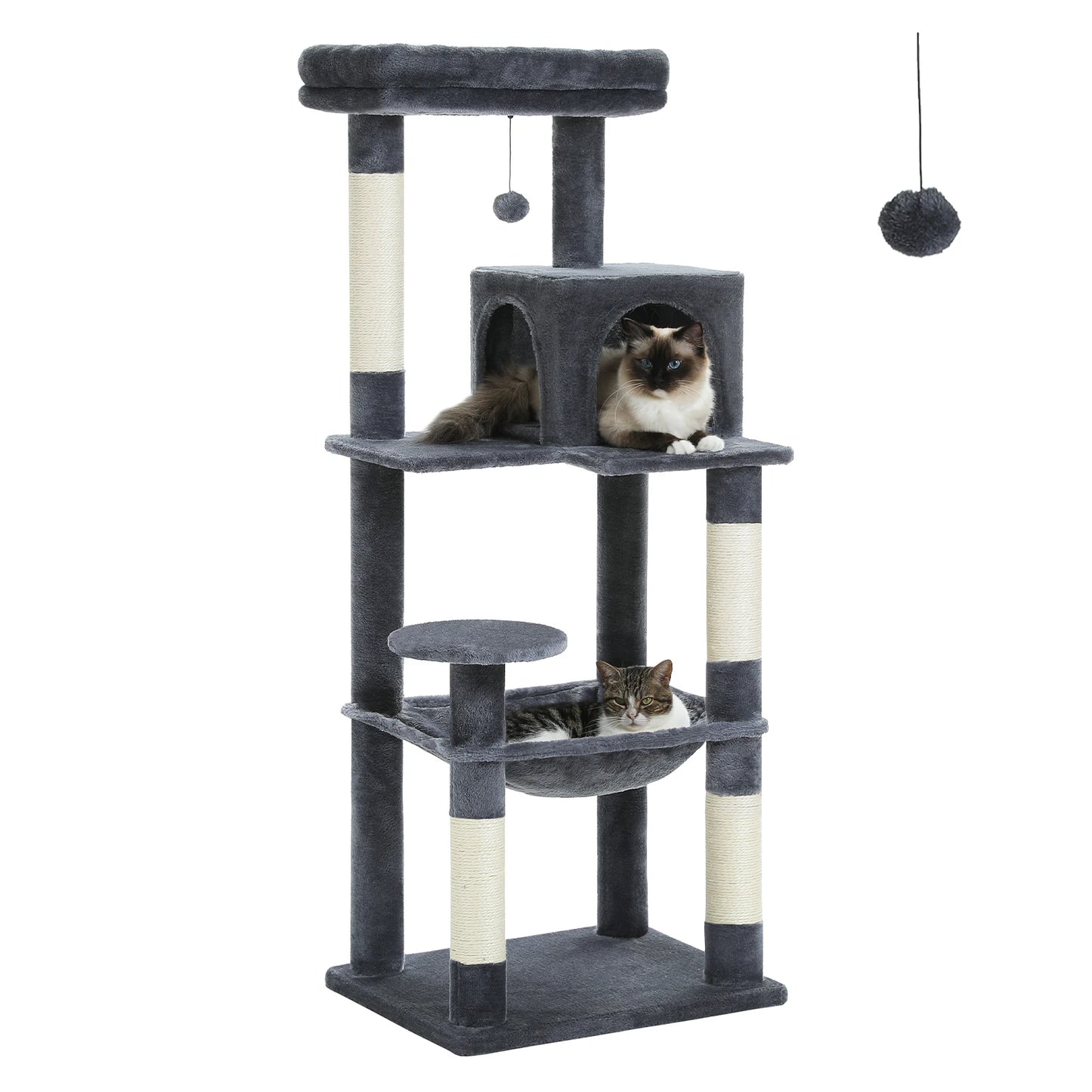 Deluxe Cat Tree Tower with Cozy Hammock and Scratching Posts