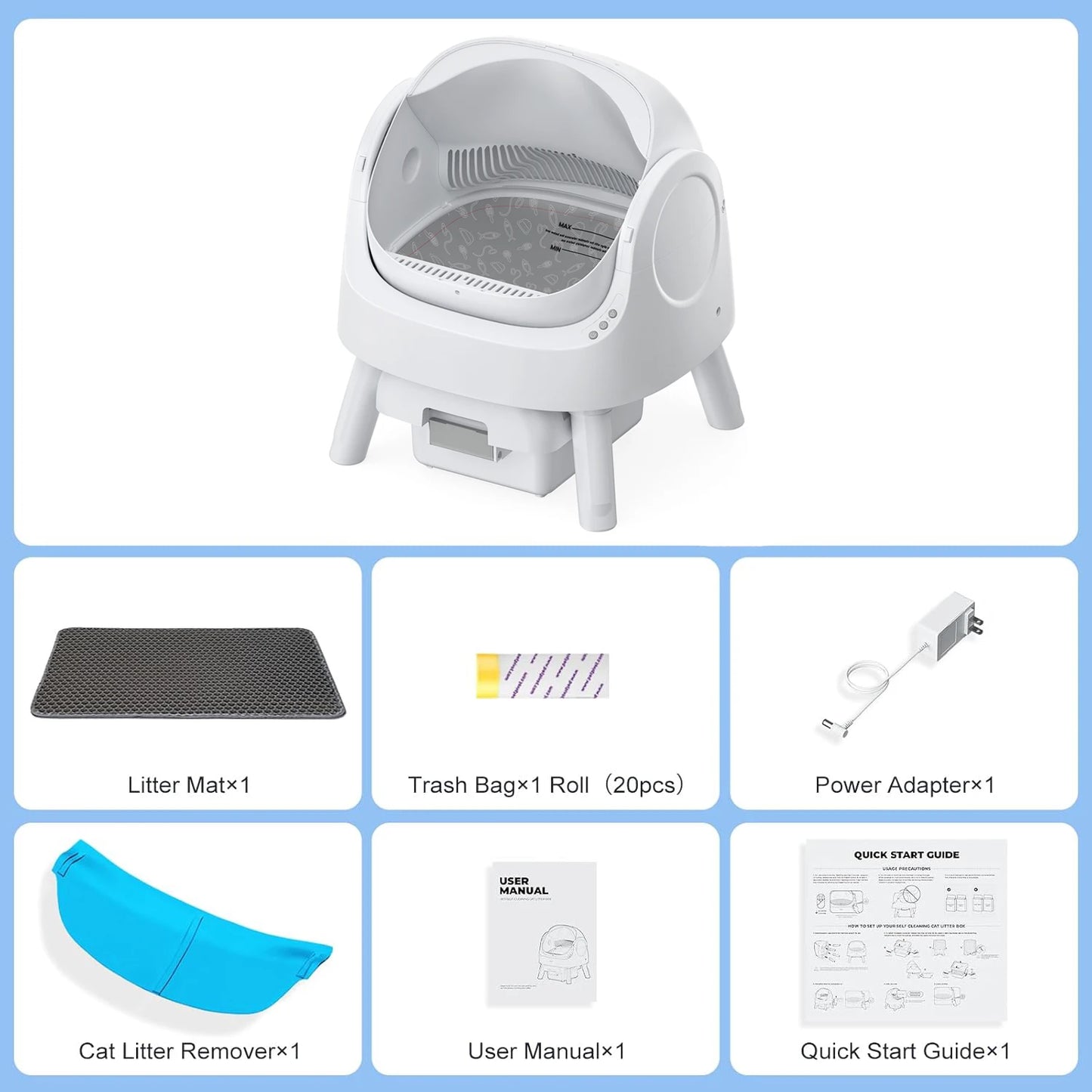 Automatic Litter Box Self Cleaning Cat Litter Box for Multiple Cats with Liners and Mat Included Gift for Your Cat Friends
