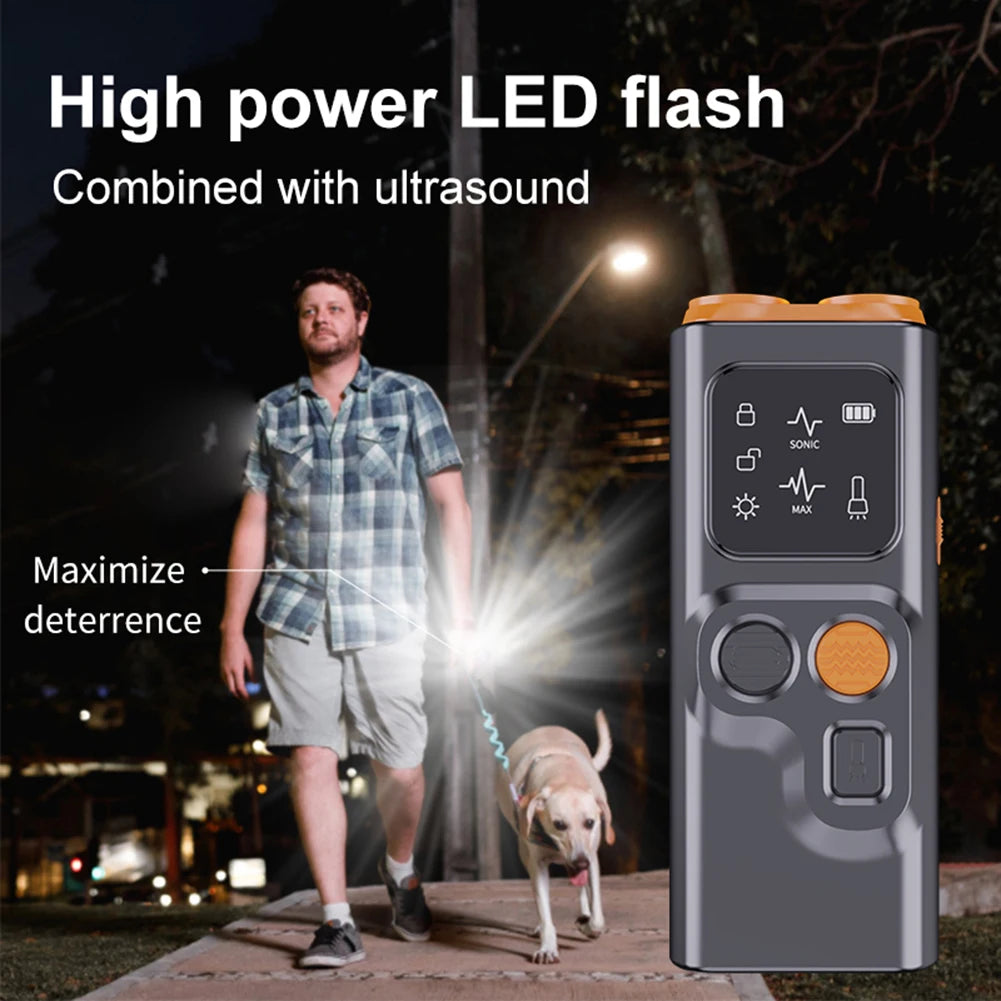 Ultrasonic Dog Bark Deterrent with LED Light and Rechargeable Battery