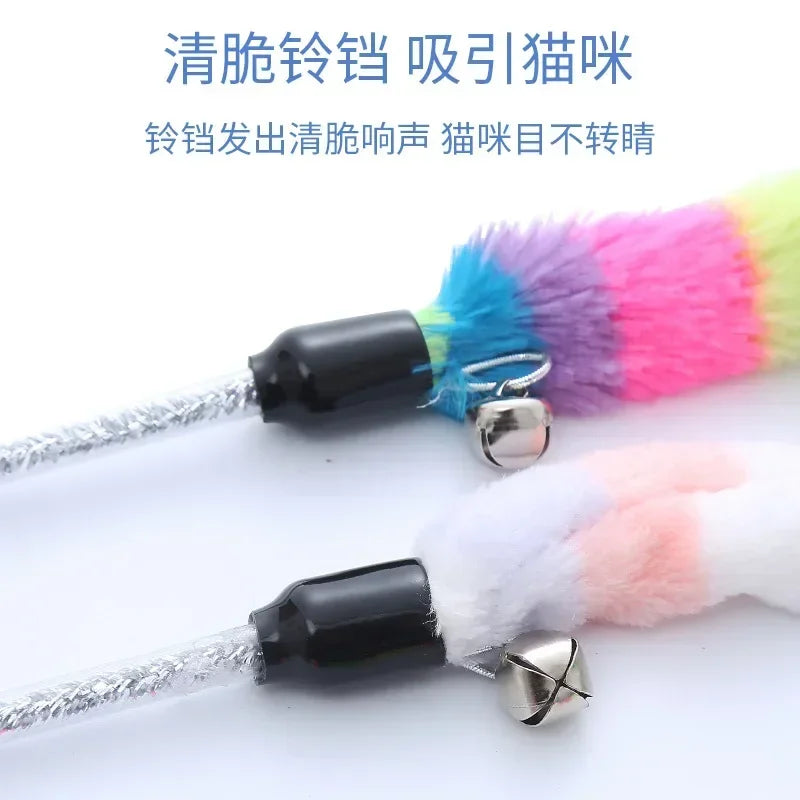 Interactive Feather Cat Teaser Wand with Fun Caterpillar Design
