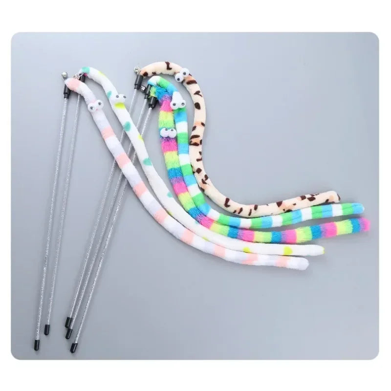 Interactive Feather Cat Teaser Wand with Fun Caterpillar Design