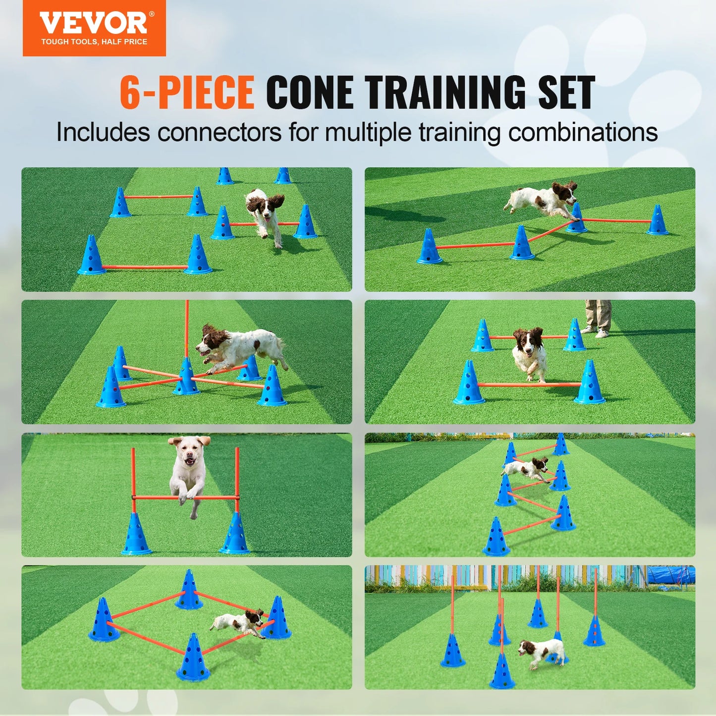 VEVOR Dog Agility Hurdle Cone Set for Training Fun