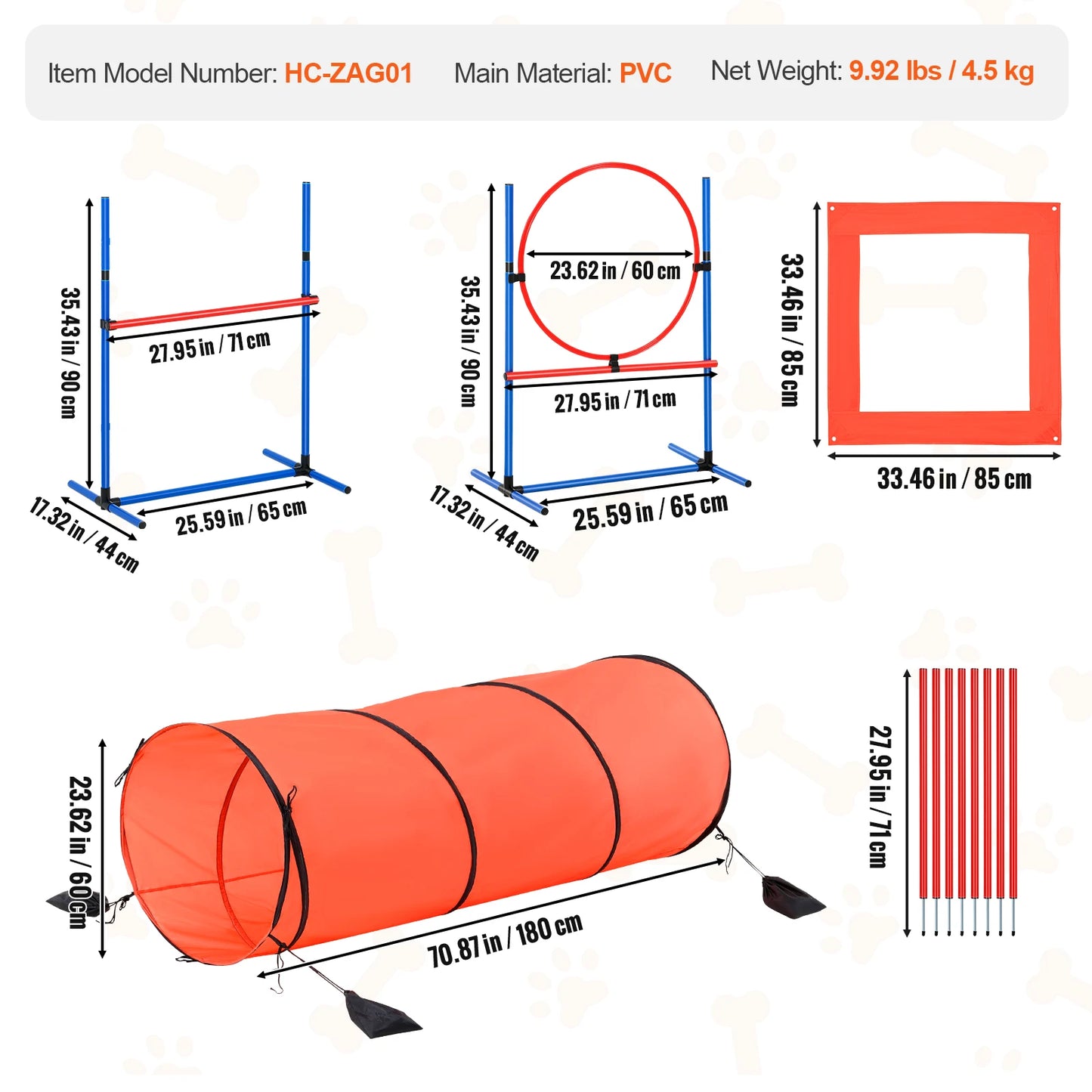VEVOR Dog Agility Hurdle Cone Set for Training Fun