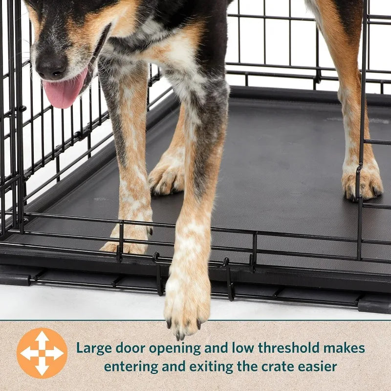 Secure Foldable Metal Dog Crate with Divider and Leak-Proof Pan