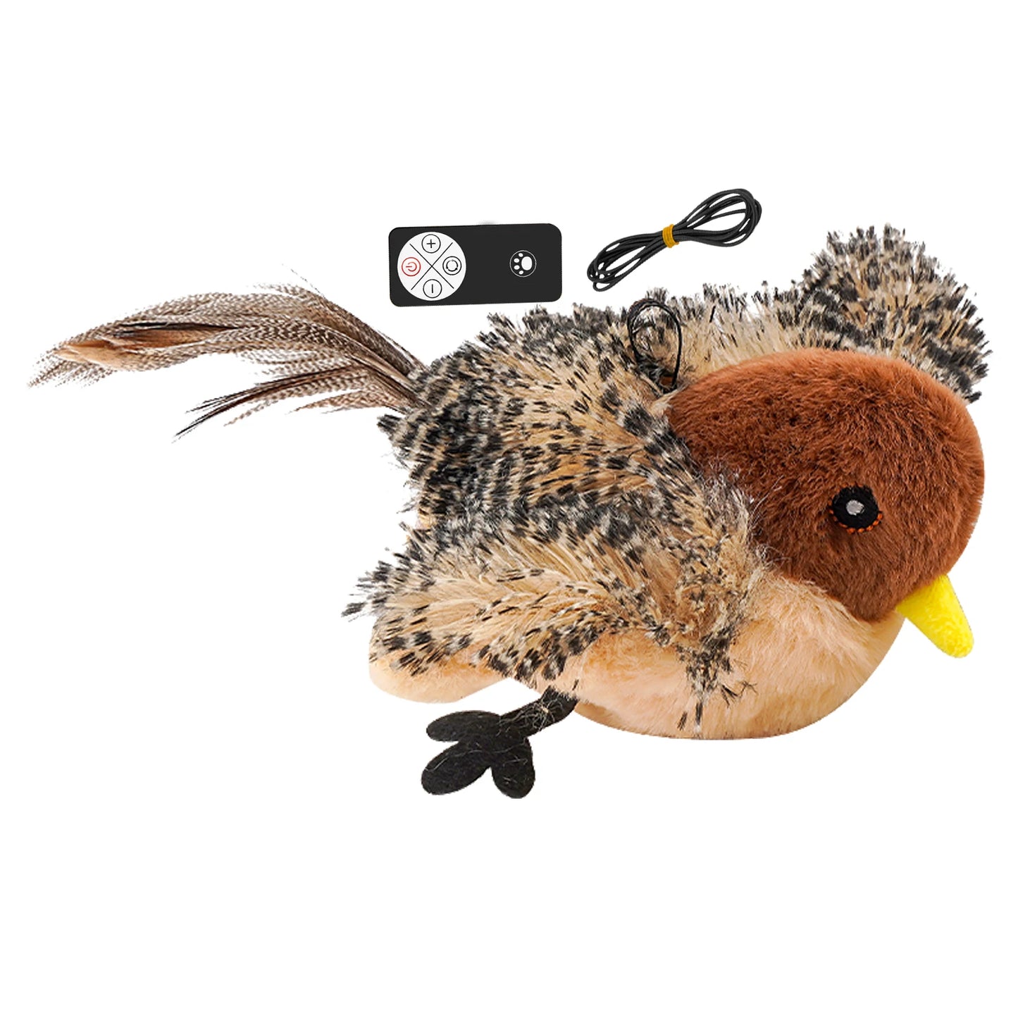 Interactive Plush Chirping Bird Toy for Cats and Kittens
