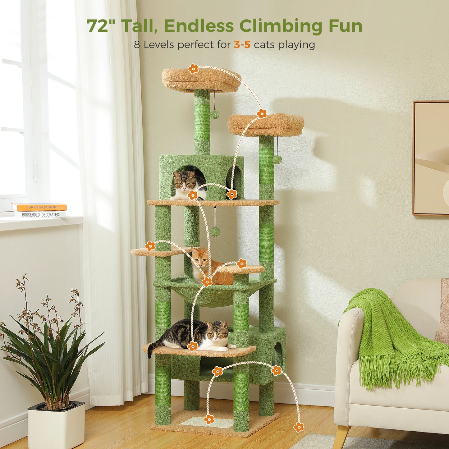 Luxury Multi-Level Cat Tree with Condo and Scratching Post