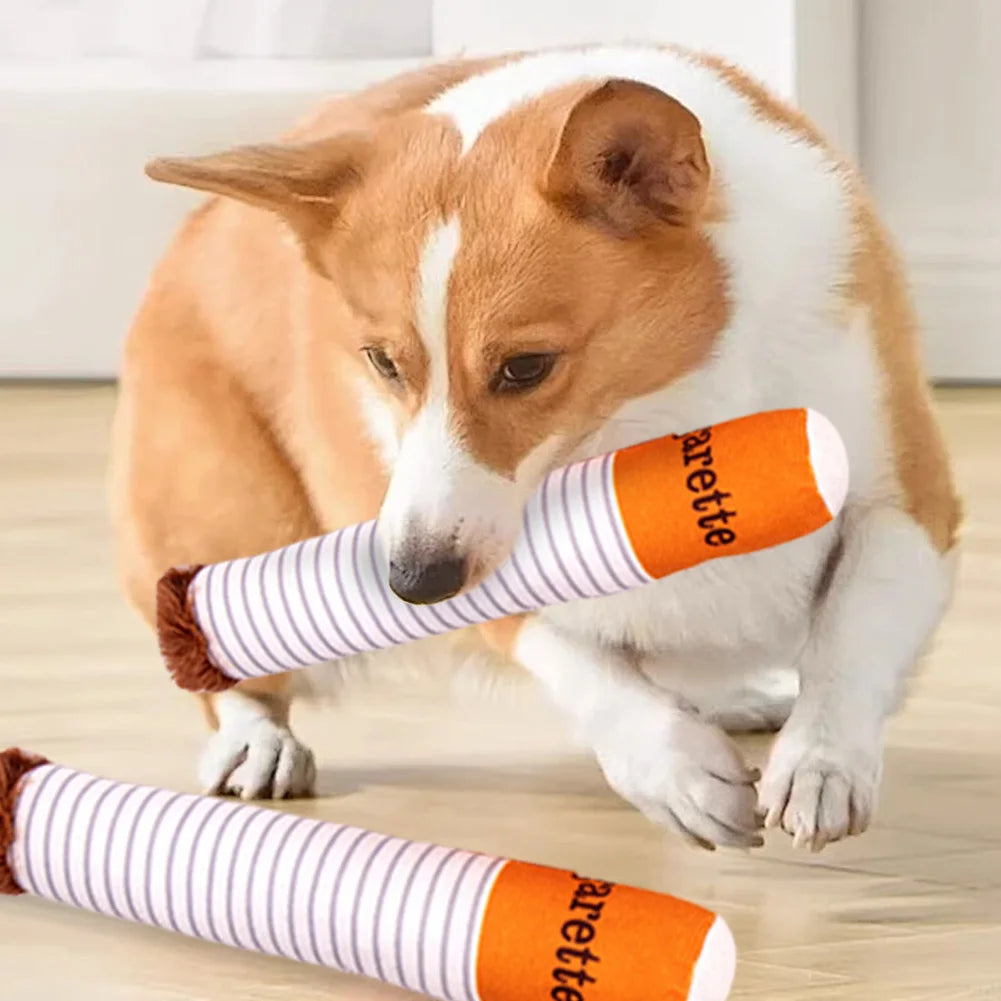Cigarette Dog Chew Toy Interactive Plush Fun for Dogs