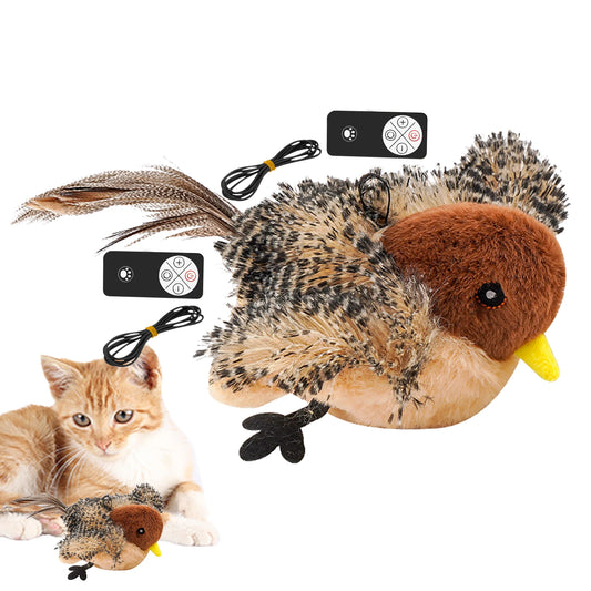 Interactive Plush Chirping Bird Toy for Cats and Kittens