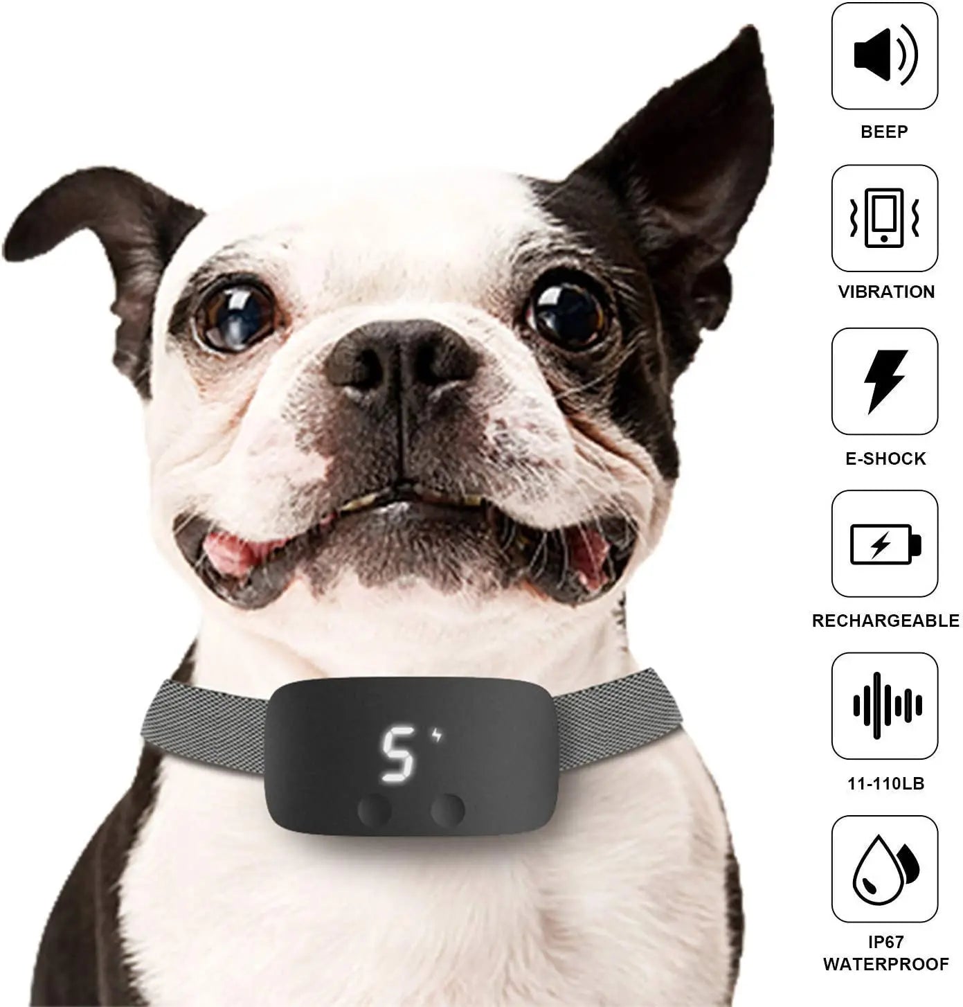 Automatic Anti Barking Dog Collar Rechargeable Bark Stopper Device