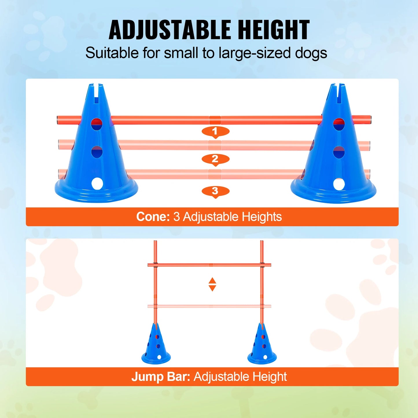 VEVOR Dog Agility Hurdle Cone Set for Training Fun