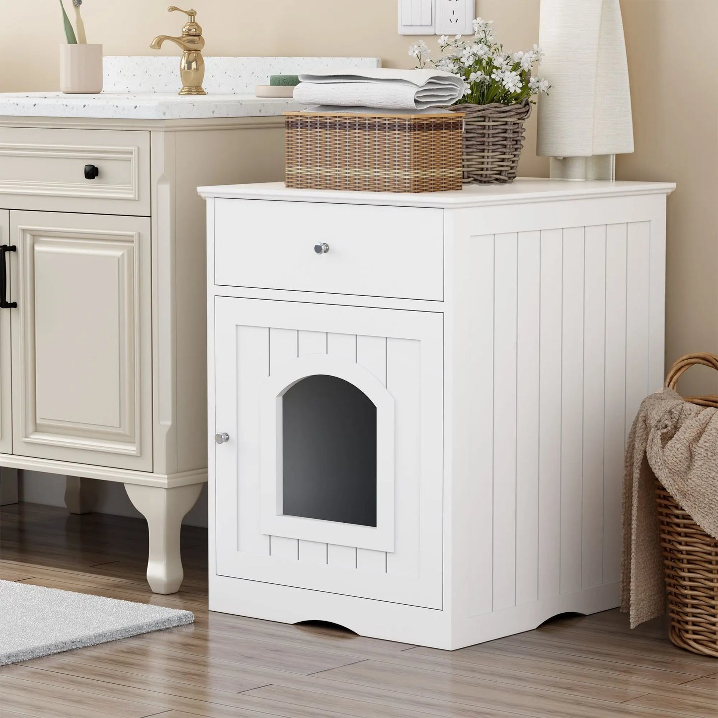 Wooden Cat Litter Box Enclosure and Indoor Pet House