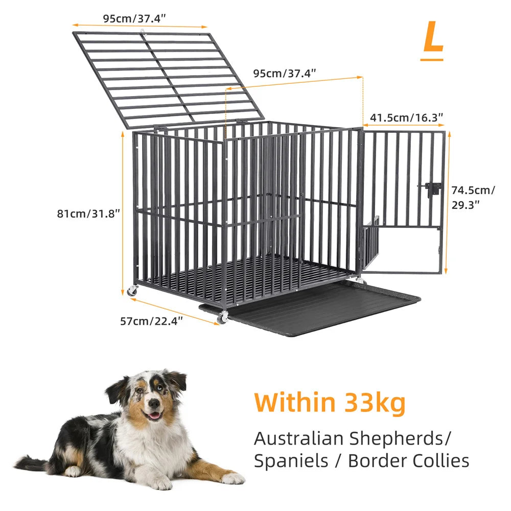 XXL Large Heavy Duty Dog Crate Strong Pet Cage with Tray