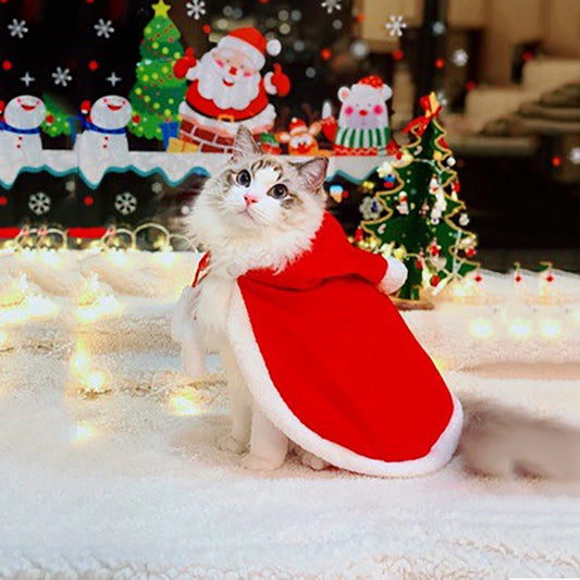 Cute Christmas Pet Cloak Santa Costume for Dogs and Cats