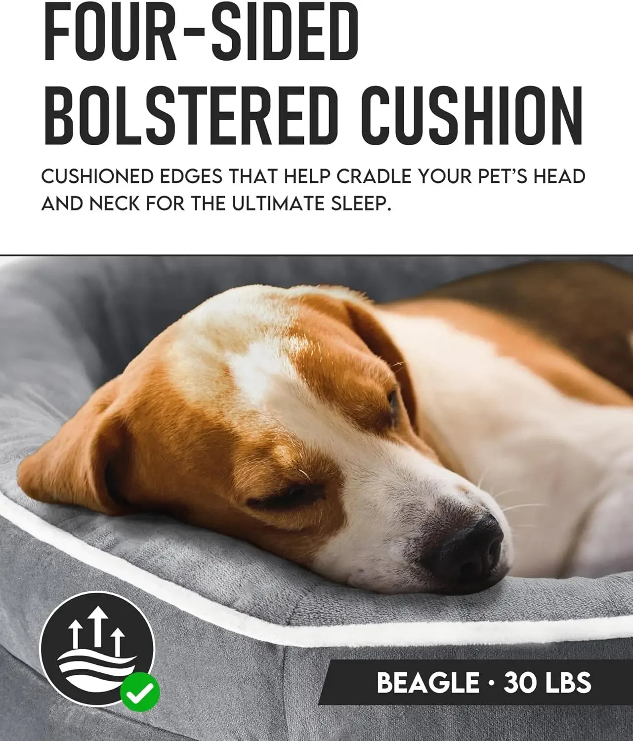 Orthopedic Dog Bed Couch for Large Pets with Egg Foam Support Four Sided Bolster Cushions and Tear Resistant Fabric