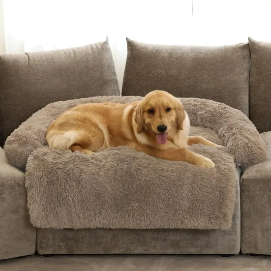 Calming Dog Bed Fluffy Plush Dog Mat for Furniture Protector with Removable Washable Cover for Large Medium Small Dogs and Cats