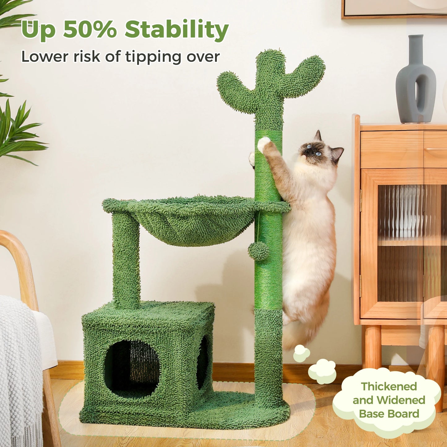 Cactus Cat Tree with Condo Hammock and Scratching Post