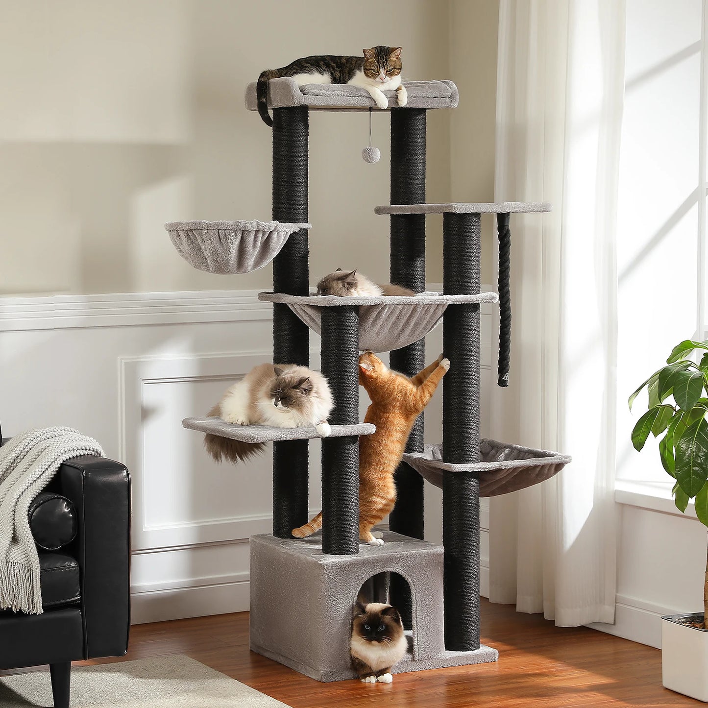 Multi-Level Cat Tree with Cozy Condos and Scratching Posts