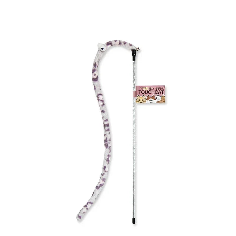 Interactive Feather Cat Teaser Wand with Fun Caterpillar Design