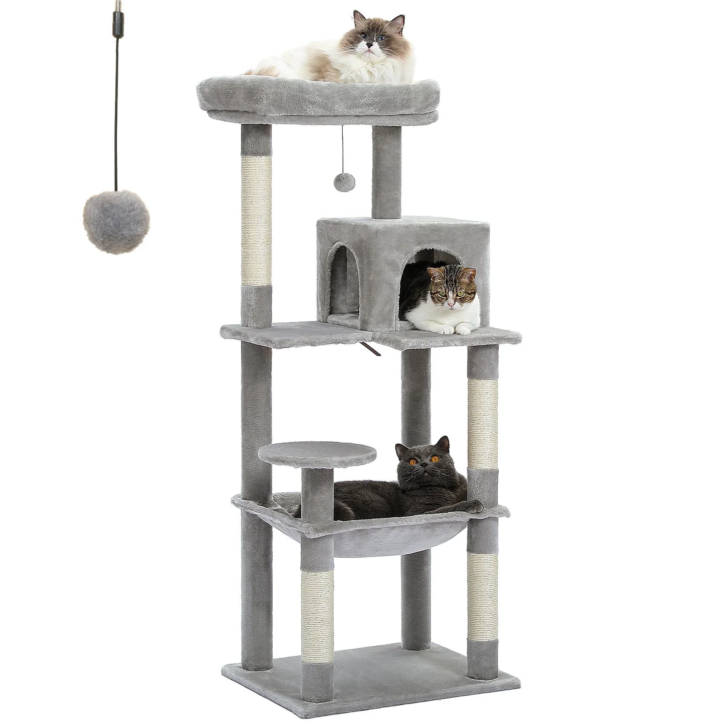 Deluxe Cat Tree Tower with Cozy Hammock and Scratching Posts