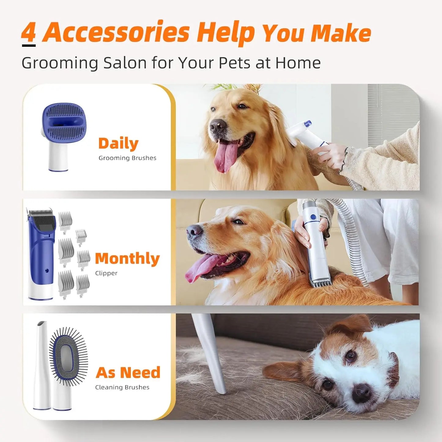 All-In-One Dog Grooming Kit with Vacuum and Clipper