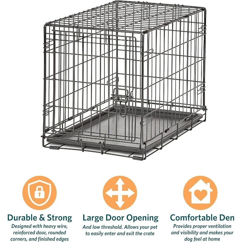 Secure Foldable Metal Dog Crate with Divider and Leak-Proof Pan